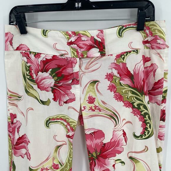 Floral capri pants pink green Twenty One size medium Vintage Made in USA - Picture 9 of 11